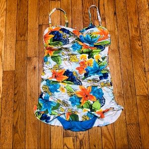 Tommy Bahama Blue Geography Map One Piece Swimsuit